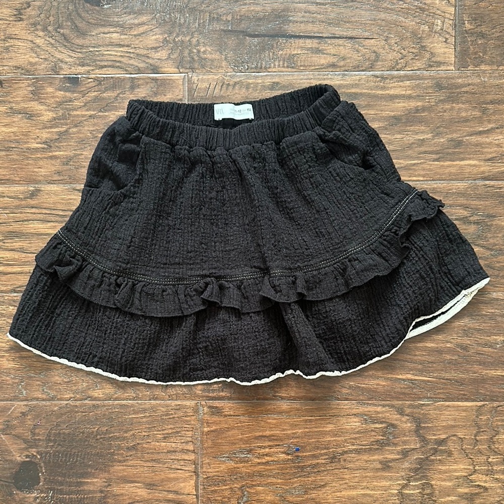 Girls Zara Black Ruffled Skirt